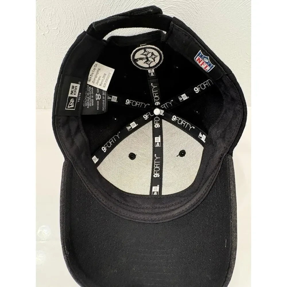 Pittsburgh Steelers New Era 9FORTY Adjustable Youth Hat Black